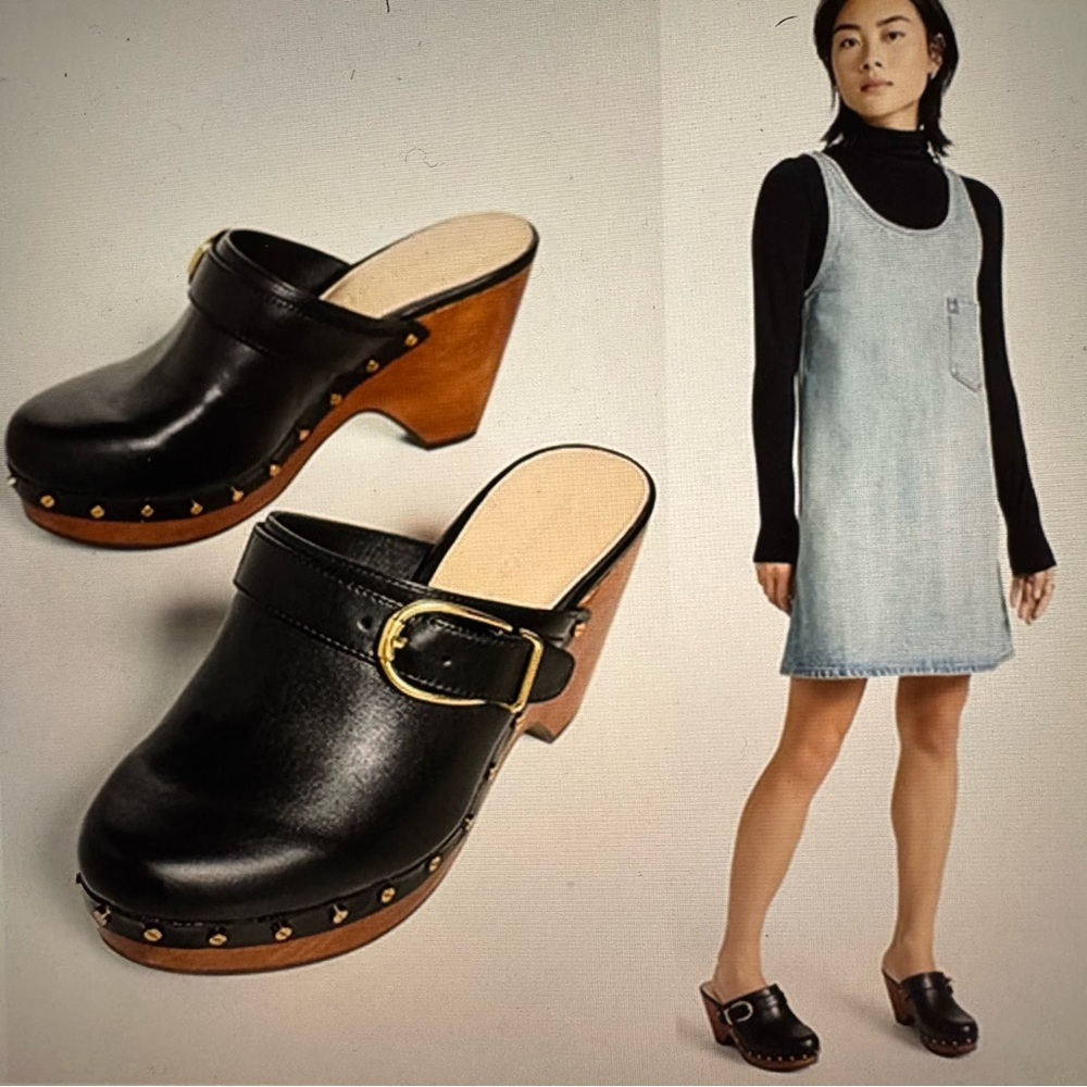 New Veronica Beard Hendrix Black Leather Clog